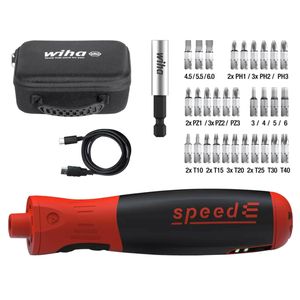 Wiha Electric Screwdriver PocketDrive SpeedE LED Light Rechargeable 31 Bits Case