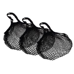 3PK Sachi Cotton String Bag Long Handle Black
