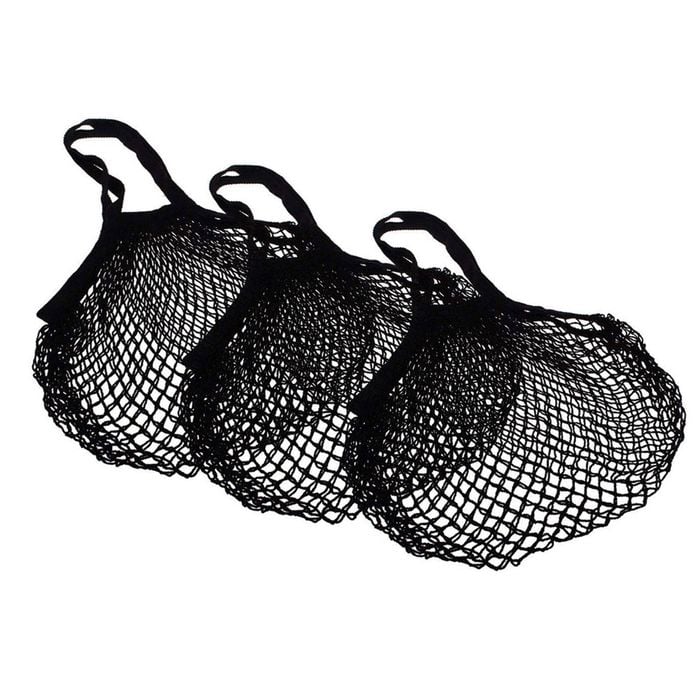 3PK Sachi Cotton String Bag Long Handle Black