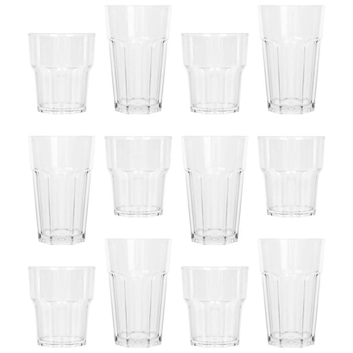Argon Tableware 12pc Reusable Plastic Tumblers & Highball Glasses Set