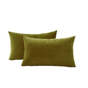 Gioia Casa Twin-Pack Velvet Cushion Covers – Soft Microfibre Cushion Covers with Hidden Zipper (Olive Green, 30cm*50cm)