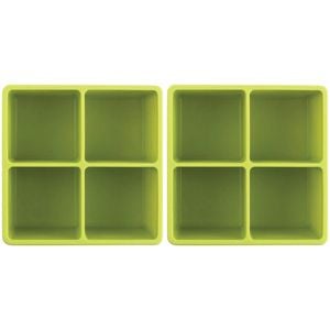2x 2PK Dexas 9.5cm Silicone Ice Tray Mould XL Cube - Green
