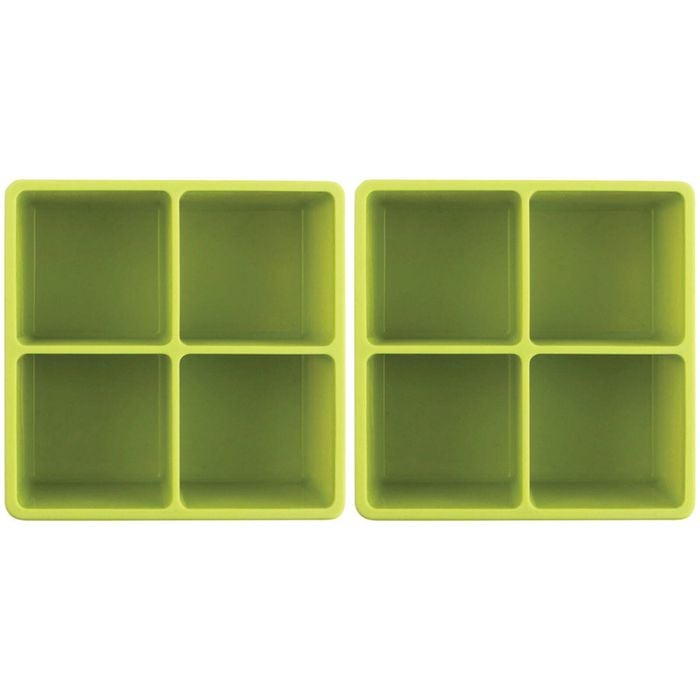 2x 2PK Dexas 9.5cm Silicone Ice Tray Mould XL Cube - Green