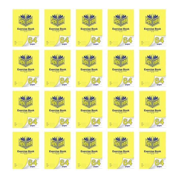 20x Spirax 116 Exercise Book A4 64 Pages 9mm Dotted School Notebook Yellow