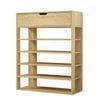 Oikiture Shoes Storage Rack Cabinet  5-tier Shelves Drawer Natural