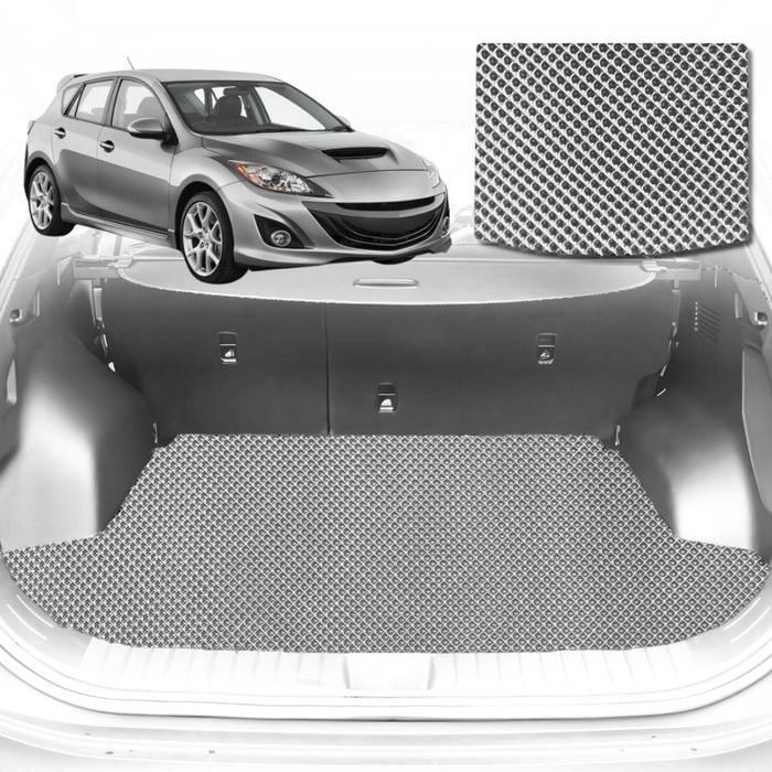 6D Diamond Car Boot Mat for Mazda 3 (BL)2009-2013-Cargo Mat-Grey-Outback GT