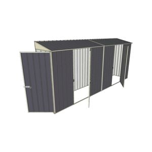 Build-a-Shed 0.8 x 4.5 x 2m Skillion Single Hinged Door Shed with Dual Single Hinged Side Doors - Grey
