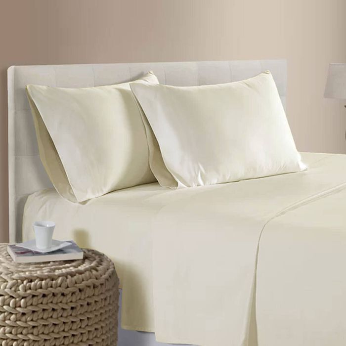 Bloomington 400TC Bamboo Cotton Premium Sheet Set 40cm Wall Cream Queen