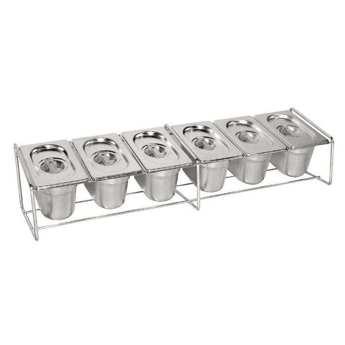 Vogue Wire Gastronorm Pan Stand Stainless Steel Free Standing 150x680x160mm Commercial Kitchen Food Prep Storage