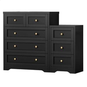ALFORDSON 5 Chest of Drawers Bedside Table Set Black