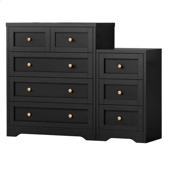 ALFORDSON 5 Chest of Drawers Bedside Table Set Black