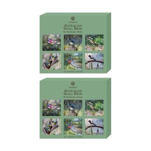 2x 6pc Ashdene Aus Small Birds Coaster Serveware Set Animal Art Design