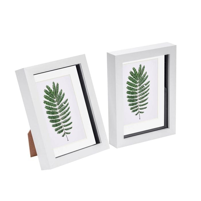 Nicola Spring 2 Piece 5 X 7" 3d Shadow Box Photo Frame Set - Craft Display Picture Frame With 4 X 6" Mount - White