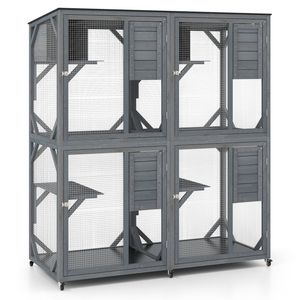 Costway 182cm Cat Condo House Indoor Outdoor Kitten Cage Enclosure