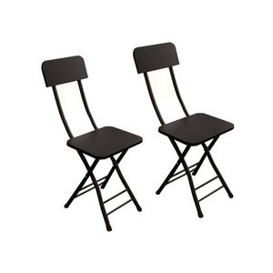 SOGA Black Foldable Chair Set of 2