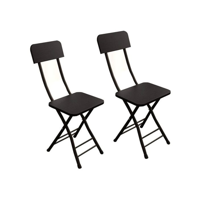 SOGA Black Foldable Chair Set of 2