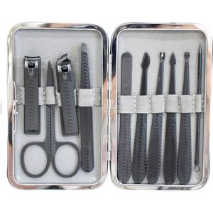 11pc LVD Metal/Plastic 12.5cm Manicure Nail File/Clipper/Cuticle Kit Grey/Black