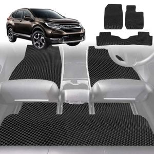 6D Diamond Car Floor Mats for Honda CR-V 2017-2022-Full Set-Black-Outback GT