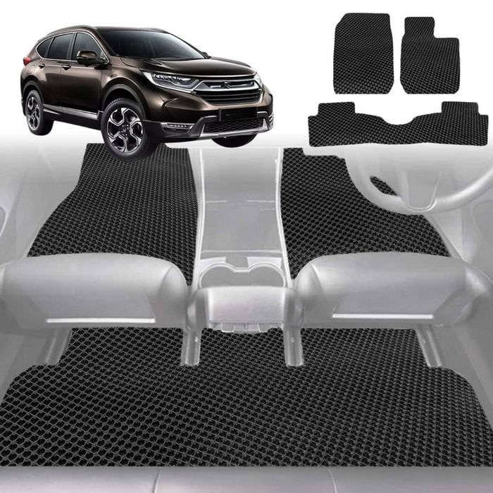 6D Diamond Car Floor Mats for Honda CR-V 2017-2022-Full Set-Black-Outback GT