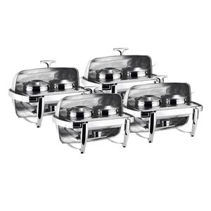 SOGA 4X 6.5L Stainless Steel Double Soup Tureen Roll Top Buffet Chafing Dishes
