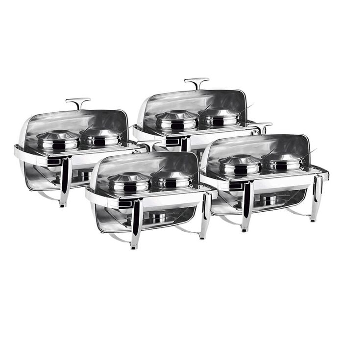 SOGA 4X 6.5L Stainless Steel Double Soup Tureen Roll Top Buffet Chafing Dishes
