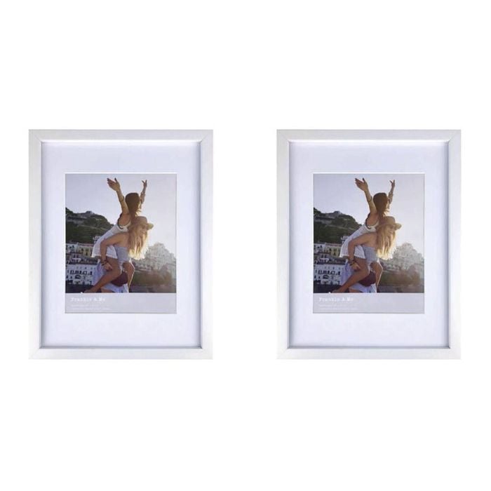 2PK Frankie & Me Wood Border 8x10'' Picture Frame Home/Office Photo Decor White