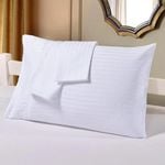 CottonMore 10pcs of 500tc Cotton Sateen Striped White pillowcases 48x73cm