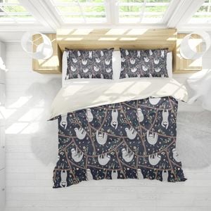 3D Black Sloth Branch Floral Quilt Cover Set Bedding Set Pillowcases 168