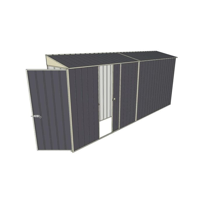 Build-a-Shed 0.8 x 4.5 x 2m Skillion Single Hinged Door Shed with Single Sliding Side Door - Grey