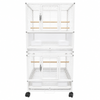 YES4PETS White Bird Transport Budgie Cage Parrot Aviary Carrier with Wheels