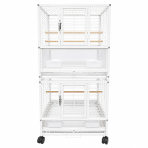 YES4PETS White Bird Transport Budgie Cage Parrot Aviary Carrier with Wheels