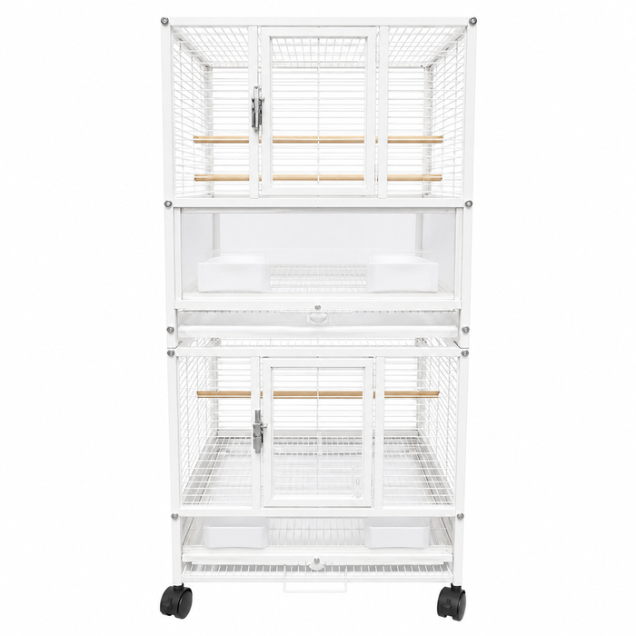YES4PETS White Bird Transport Budgie Cage Parrot Aviary Carrier with Wheels