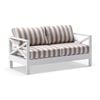 Kansas 2 Seater Outdoor Aluminium Lounge In Sunbrella White & Maxim Heather Beige Cushions
