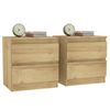 Cosmoliving Bedside Table Light Oak Set of 2- 2 Drawer Dresser Bundle ...