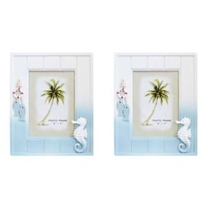 2PK LVD Wooden Glass Picture/Photo Coastal Frame 5x7 21x26x1.5cm Beachside