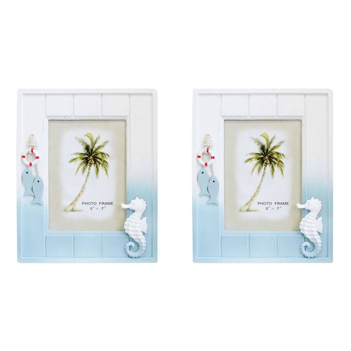 2PK LVD Wooden Glass Picture/Photo Coastal Frame 5x7 21x26x1.5cm Beachside