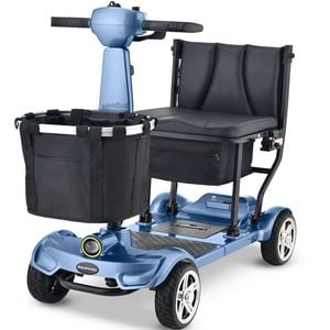 EQUIPMED SmartPacer+ Ultra-Lightweight Mobility Scooter w/ Li-ion Battery, Foldable, 120kg Capacity, Blue