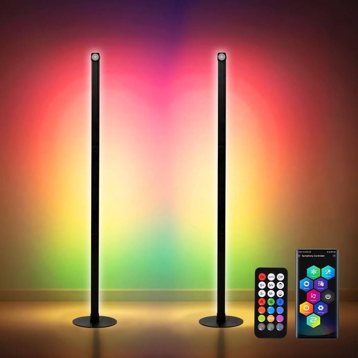 Advwin 2 x Smart LED  Floor Lamp 140cm RGB Light Reading Light App & Remote Control
