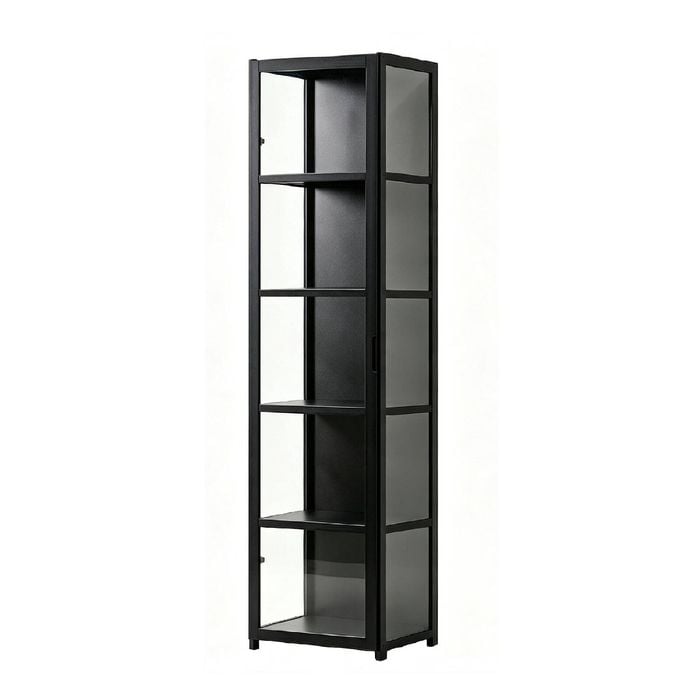 FORET 5-Tier Acrylic Display Cabinet Collectibles Storage Shelf Black