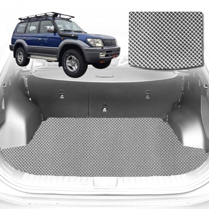 6D Diamond Car Boot Mat for Toyota Prado 90 Series1996-2003-Cargo Mat-Grey-Outback GT