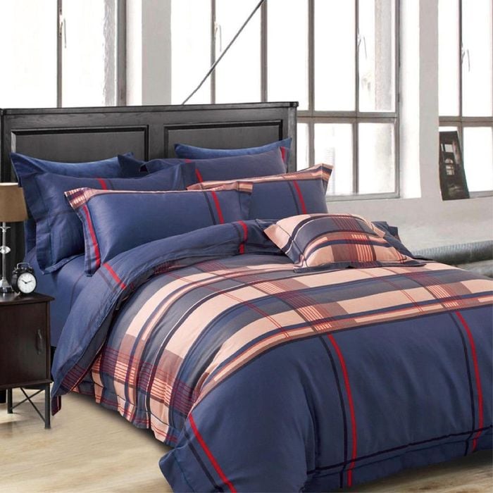 Luxor Double Cotton Deep Navy Design Quilt Cover Set