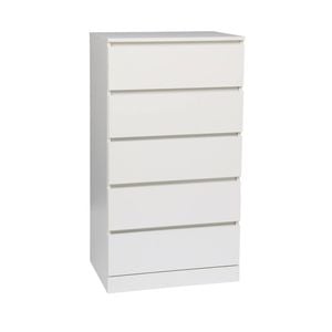 Foret Dresser Tallboy Lowboy Cabinet Bedroom Storage Chest 5 Drawers Wood White