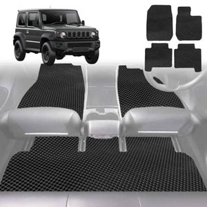 6D Diamond Car Floor Mats for Suzuki Jimny 2018-Current Auto-Full Set-Black-Outback GT