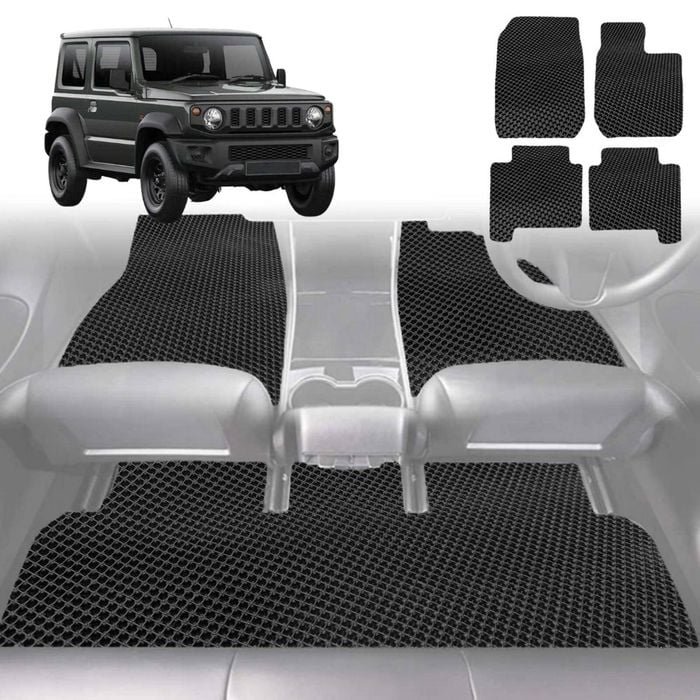 6D Diamond Car Floor Mats for Suzuki Jimny 2018-Current Auto-Full Set-Black-Outback GT