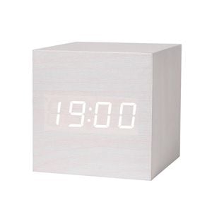 Catzon Modern White Wooden Alarm Clock Thermometer Calendar-white
