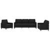 vidaXL Sofa Set with Cushions 2-Seater Sofa Couch Settee 3 Piece Black Velvet