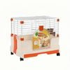 Yes4pets Small Orange Pet Rabbit Cage Guinea Pig Crate Kennel With Potty Tray And Wheel