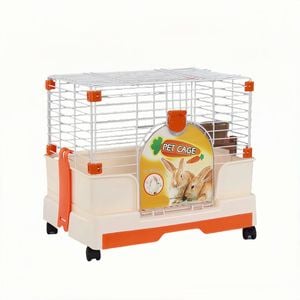 Yes4pets Small Orange Pet Rabbit Cage Guinea Pig Crate Kennel With Potty Tray And Wheel