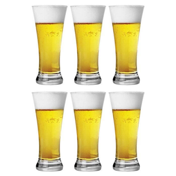 6pc Artcraft Tall Bira Beer Glass Water Drinking Drinkware 380ml Clear