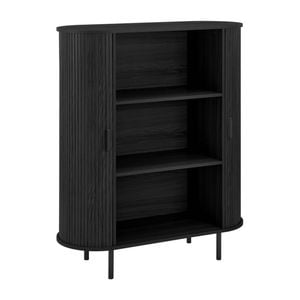 Kayla Cabinet Cupboard Storage 2 doors 3 levels black woodgrain